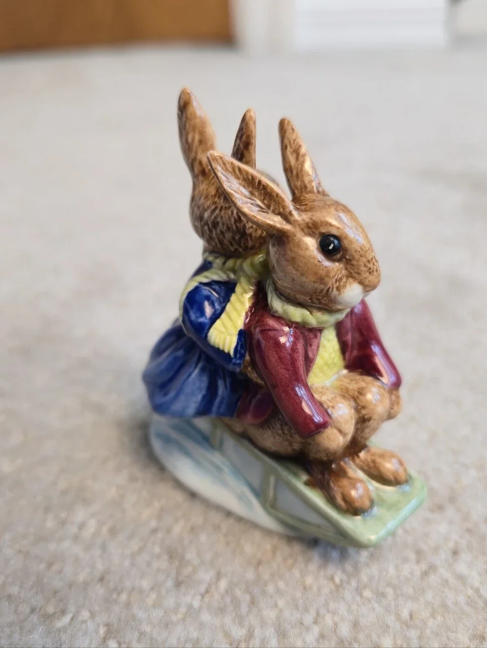 Sleigh Ride Billie & Buntie Bunnykins 1972 Royal Doulton Bunnykins  MINT Q1 DB4